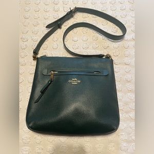 Coach dark green crossbody purse